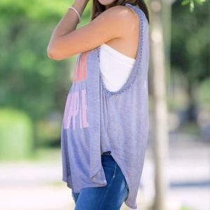 VINTAGE HAVANA Beach Hippie Boho Graphic Sleeveless Muscle T-Shirt Medium